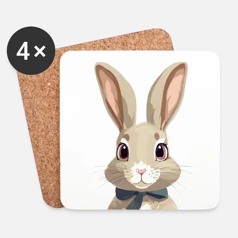 Niedlicher Hase - Untersetzer (4er-Set) - Weiß