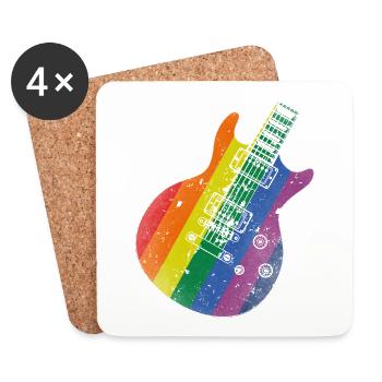 Guitare Pride Flag - Dessous de verre (lot de 4) - blanc - Devant