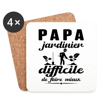 Cadeau Papa Jardinier Difficile De Faire Mieux - Dessous de verre (lot de 4) - blanc - Devant