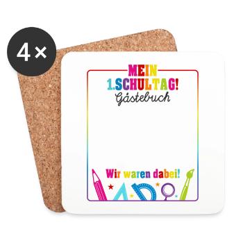 Einschulung Gästebuch Erstklässler Schule Geschenk - Untersetzer (4er-Set) - Weiß - Vorne