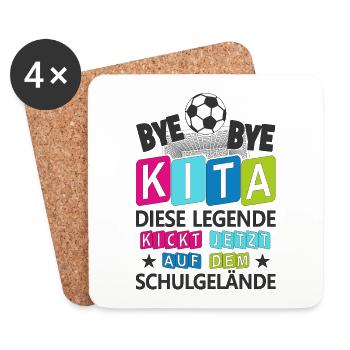 Einschulung Schulkind Fußball Schulanfang Geschenk - Untersetzer (4er-Set) - Weiß - Vorne