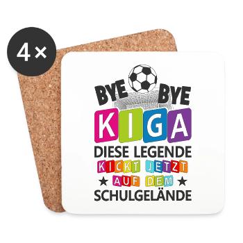 Einschulung Fußball Kindergarten Schule Geschenk - Untersetzer (4er-Set) - Weiß - Vorne