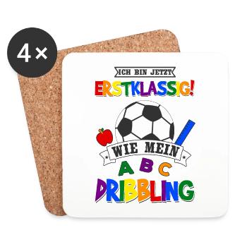 Schulanfang Fußball Schulkind Einschulung Geschenk - Untersetzer (4er-Set) - Weiß - Vorne
