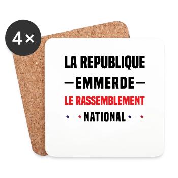 Die Republik fickt den Rassemblement National - Untersetzer (4er-Set) - Weiß - Vorne