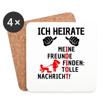 Ich heirate JGA Junggesellenabschied Idiot - Untersetzer (4er-Set) - Weiß - Vorne