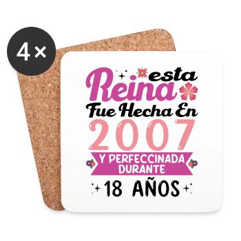18 Year Old Birthday Gift Woman Made In 2007 - Coasters (set of 4) - white - Front