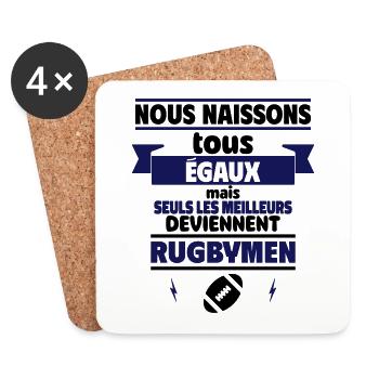 les meilleurs rugbymen, rugby - Dessous de verre (lot de 4) - blanc - Devant