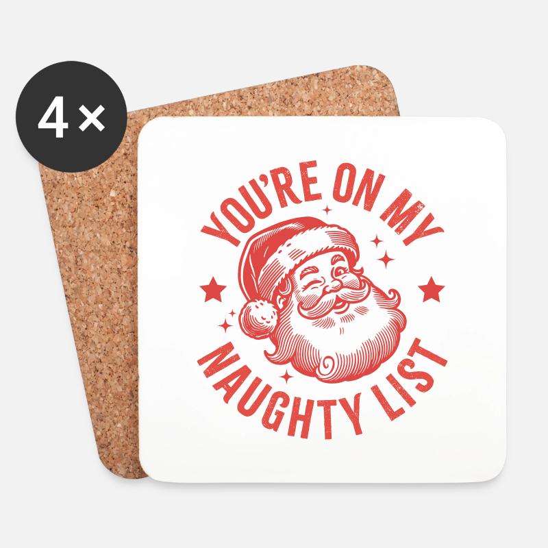 Du stehst auf meiner ungezogenen Liste, Weihnachtsmann - Untersetzer (4er-Set) - Weiß