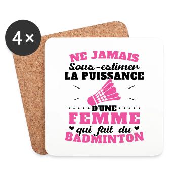The power of a woman who plays badminton - Coasters (set of 4) - white - Front