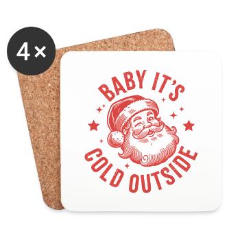 Baby, es ist kalt draußen Weihnachtsmann - Untersetzer (4er-Set) - Weiß - Vorne
