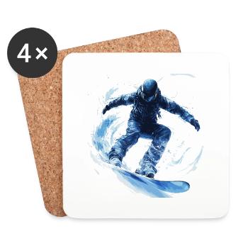 Snowboarder Schnee Wellen Abfahrt - Untersetzer (4er-Set) - Weiß - Vorne