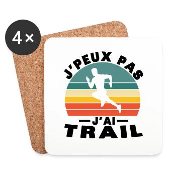 J'peut pas J'ai Trail, Sportive Humour idée cadeau - Untersetzer (4er-Set) - Weiß - Vorne