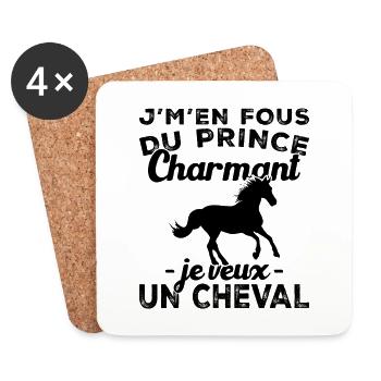 I don't care about Prince Charming, I want a horse - Coasters (set of 4) - white - Front
