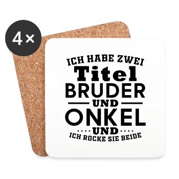 Bruder und Onkel, Humor Gift - Untersetzer (4er-Set) - Weiß - Vorne