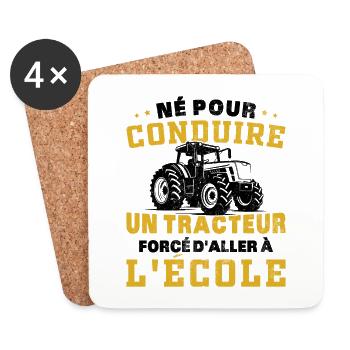 Born to drive a tractor forced to go to the eco - Coasters (set of 4) - white - Front