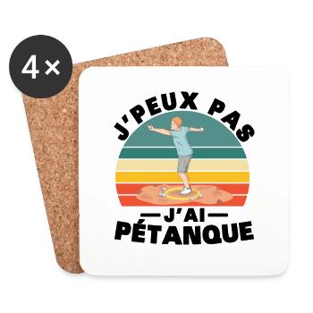 Je peux pas J'ai pétanque Humour cadeau - Dessous de verre (lot de 4) - blanc - Devant