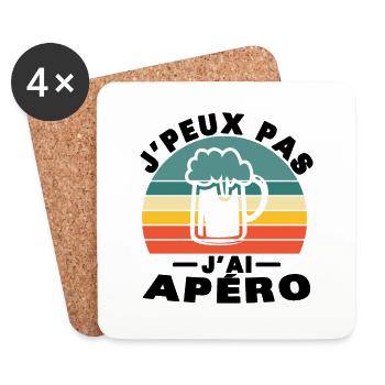 Ich kann kein Vintage-Aperitif-Humor-Geschenk haben - Untersetzer (4er-Set) - Weiß - Vorne