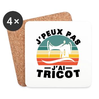 Je peux pas J'ai tricot Humour Cadeau - Dessous de verre (lot de 4) - blanc - Devant