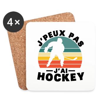Je peux pas j'ai Hockey Humour cadeau - Dessous de verre (lot de 4) - blanc - Devant