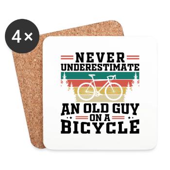 Never Underestimate An Old Guy On A Bicycle - Coasters (set of 4) - white - Front