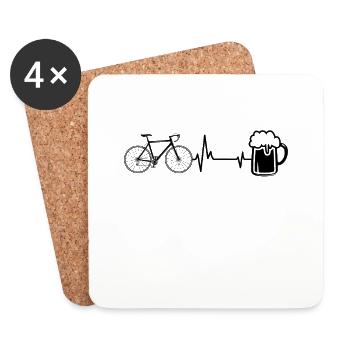 Bike Beer and Heartbeat - Coasters (set of 4) - white - Front