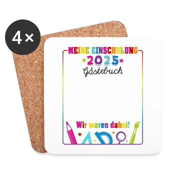 Einschulung 2025 Schulkind Gästebuch Geschenk - Untersetzer (4er-Set) - Weiß - Vorne