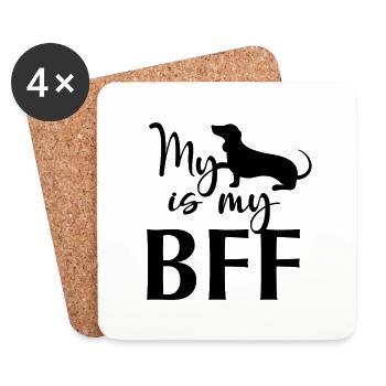 My Dachshund is my BFF – Mein Dackel ist mein BFF - Coasters (set of 4) - white - Front