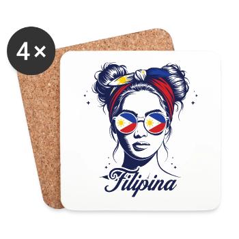 Drapeau Philippines Souvenir Femme Philippines - Dessous de verre (lot de 4) - blanc - Devant