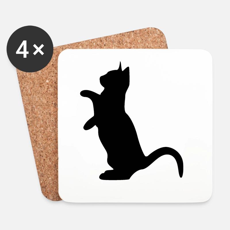 Katzen Silhouette - Untersetzer (4er-Set) - Weiß