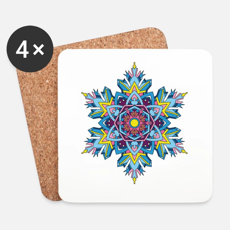 Schneeflocken Mandala - Untersetzer (4er-Set) - Weiß