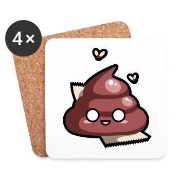 Kawaii Poop Fella bright - Coasters (set of 4) - white - Front