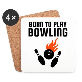 Born to play bowling (Bowlingkugel mit Flammen) - Untersetzer (4er-Set) - Weiß - Vorne