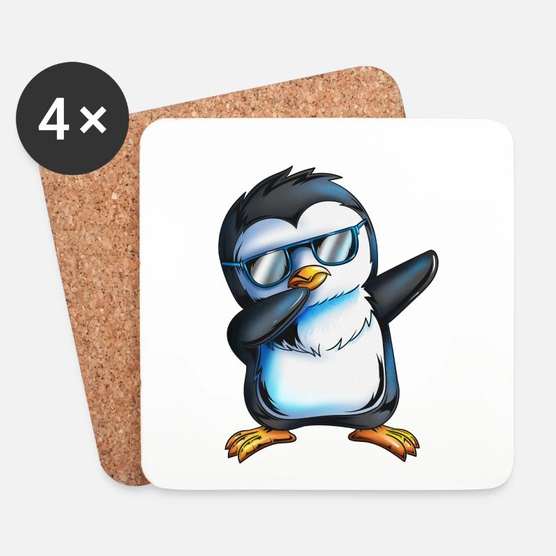 Cooler Dab Pinguine Sonnenbrillen Dabbing Pinguin - Untersetzer (4er-Set) - Weiß