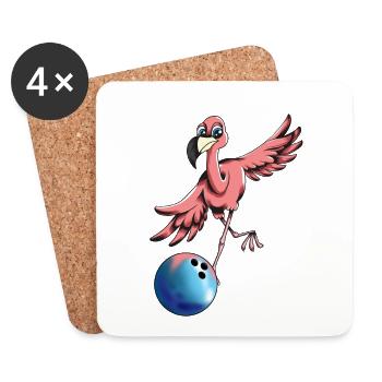 Bowling Flamingo Motif Bowling Player Bowler Fan - Dessous de verre (lot de 4) - blanc - Devant