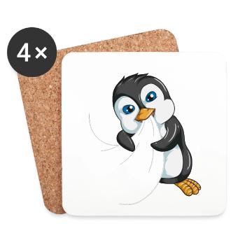 Little Cute Emperor Penguin Dive Ocean - Coasters (set of 4) - white - Front