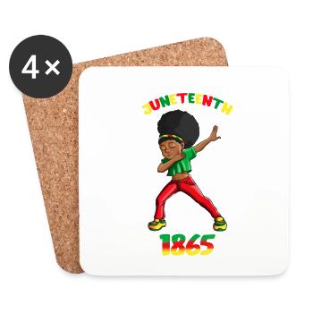 International Women's Day Juneteenth Black Girl makes Dab dance - Coasters (set of 4) - white - Front