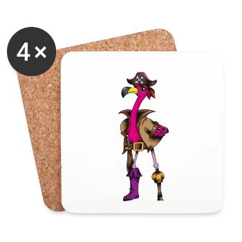 Flamingo Pirate Anniversaire Des Enfants Pirate Tenue Pirate - Dessous de verre (lot de 4) - blanc - Devant