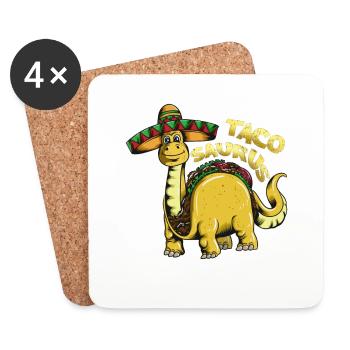 Brachiosaurus Dinosaur Tacosaurus Cinco de Mayo - Coasters (set of 4) - white - Front