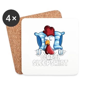 Chicken Chicks Chickens Pajamas Late riser Chicken - Coasters (set of 4) - white - Front