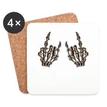 Metal Fan Music Lover Halloween Skeleton Costume - Dessous de verre (lot de 4) - blanc - Devant