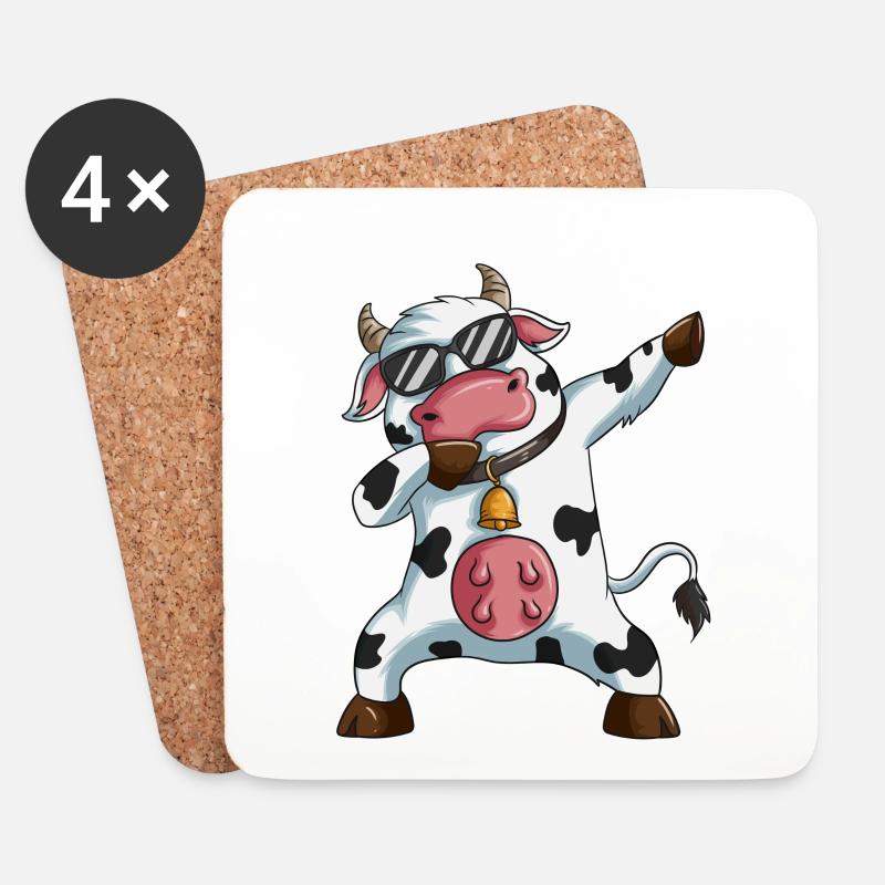 Dabbing Kuh Landwirt Dab Kuhstall Bauernhof - Untersetzer (4er-Set) - Weiß