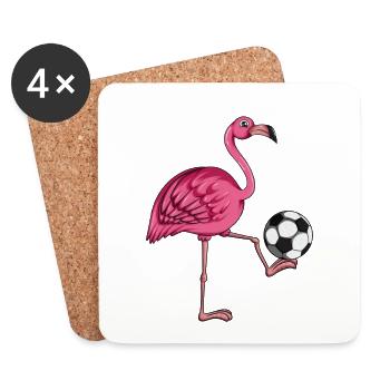 Entraîneur de football Joueur de football Flamingo Football - Dessous de verre (lot de 4) - blanc - Devant