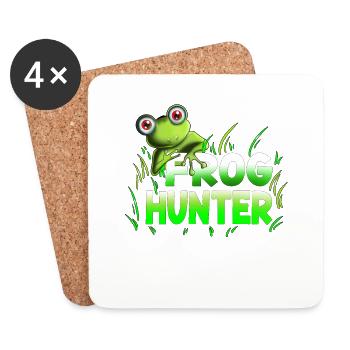 Kröten Fröschen Kaulquappe Frog Hunter Kindershirt - Untersetzer (4er-Set) - Weiß - Vorne