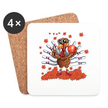 Bowling Truthuhn Thanksgiving Erntedankfest Outfit - Untersetzer (4er-Set) - Weiß - Vorne