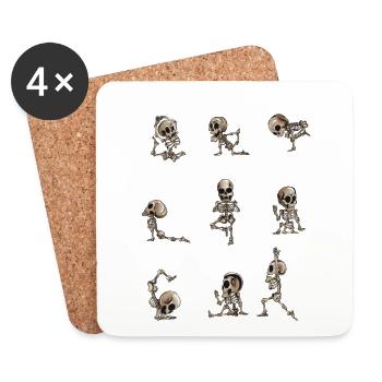 Yoga Halloween Fan Sport Kids Skeleton Outfit - Dessous de verre (lot de 4) - blanc - Devant