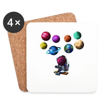 Astronaute du système solaire avec des planètes comme ballons - Dessous de verre (lot de 4) - blanc - Devant