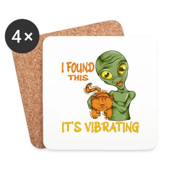 Witziges Alien Katze Motiv Spruch Schnurren Kater - Untersetzer (4er-Set) - Weiß - Vorne