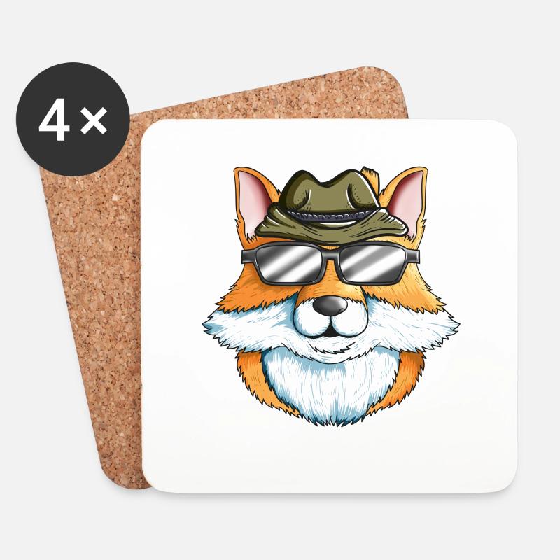 Fuchs Jäger Motiv Treibjagt Füchse mit Jägerhut - Untersetzer (4er-Set) - Weiß