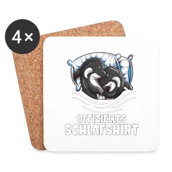 Schlafshirt Orca Paar Kinder Erwachsene Schafen - Untersetzer (4er-Set) - Weiß - Vorne