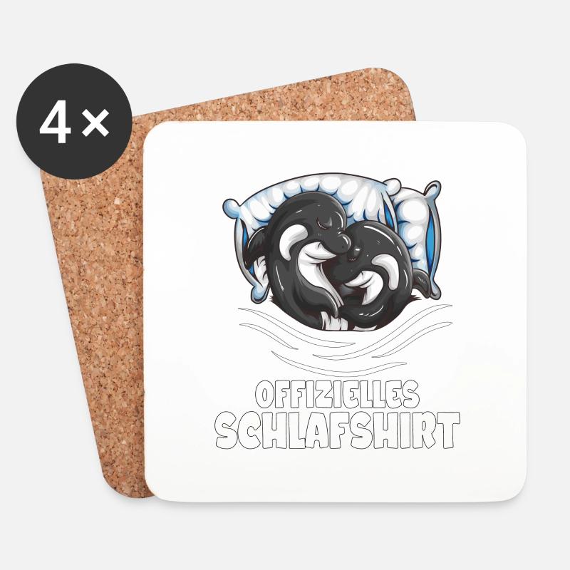 Schlafshirt Orca Paar Kinder Erwachsene Schafen - Untersetzer (4er-Set) - Weiß